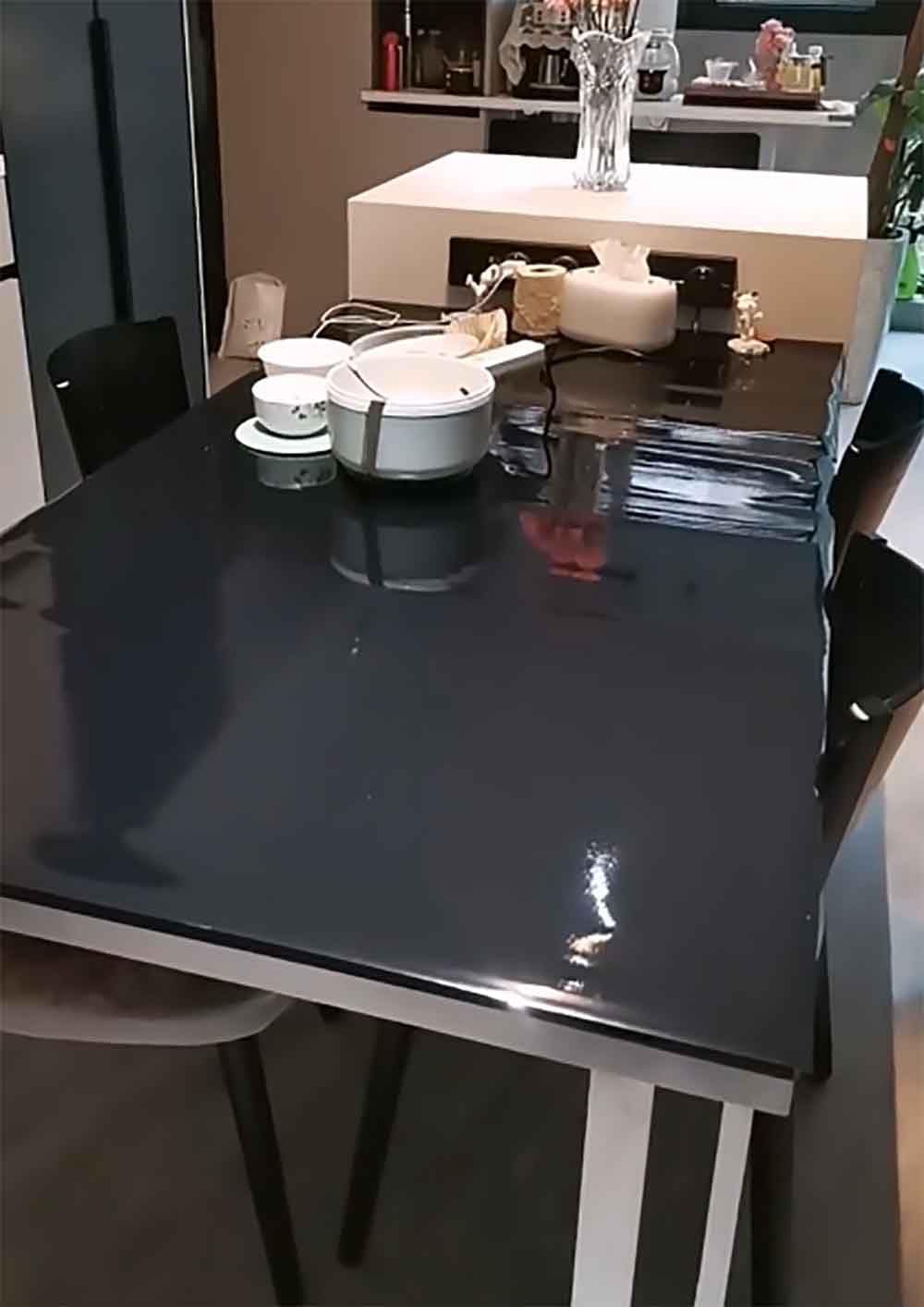 Black Clear Vinyl Tablecloth Protector Waterproof/Oil-Proof Plastic Square Transparent Sheet Table Cover (52 inch Width,32 inch Length)