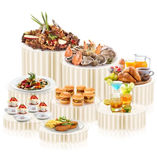 8 Pcs Buffet Risers, Acrylic & Cardboard Foldable Table...
