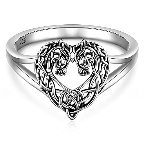 Horse Ring Sterling Silver Celtic Horse Rings for Women Couples Celtic Knot Equestrian Horses Jewelry Horsey Gifts