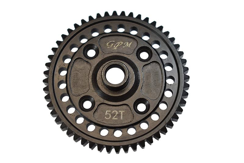 GPM RacingCarbon Steel Spur Gear 52T For Traxxas 1/8 4WD Sledge Monster Truck 95076-4 - 1Pc Black