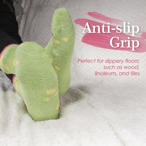 BambooMN Super Soft Warm Cute Animal Face Non-Slip Fuzzy Crew Winter Home Socks, Value Pack3