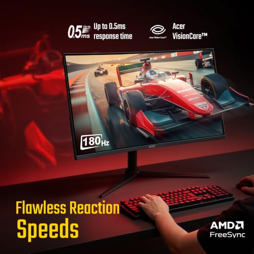 Image of Acer Nitro XZ322QU V3 31.5 Inch Curved Gaming Monitor | WQHD 2560x1440 | 180Hz | Up to 0.5ms GTG | AMD FreeSync | VESA DisplayHDR 400 | 1500R Curved Screen VisionCare | HDMI 2.0 |DisplayPort 1.4
