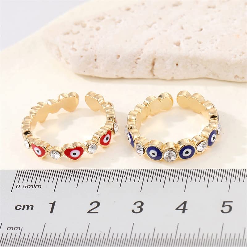 Anillo Azul Rojo para Mujeres Hombres de Circón Geométrico Corazón Abierto Pareja Anillos de Boda Joyas Blancas, OZZKI, Blanco