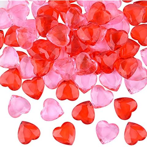 TUPARKA 60 PCS Acrylic Hearts Red Acrylic Hearts for Table Scatter,Home Decoration,Vase Fillers in Valentine's Day Cover