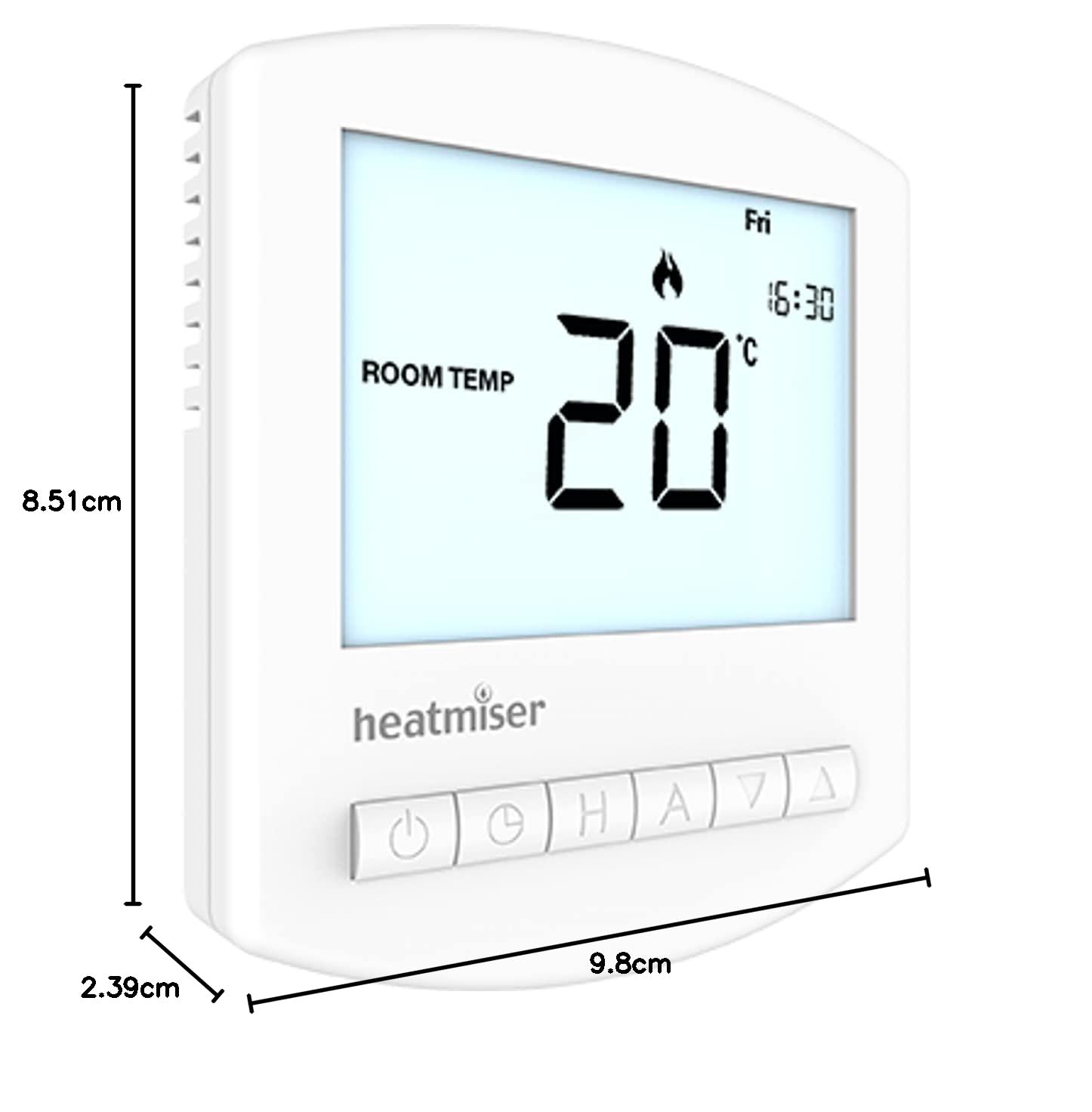 Heatmiser Slimline RF V3 Termostato Programable Inalámbrico para Calefacción, para uso con receptor de interruptor RF Heatmiser o centro de cableado UH8-RF (no incluido)