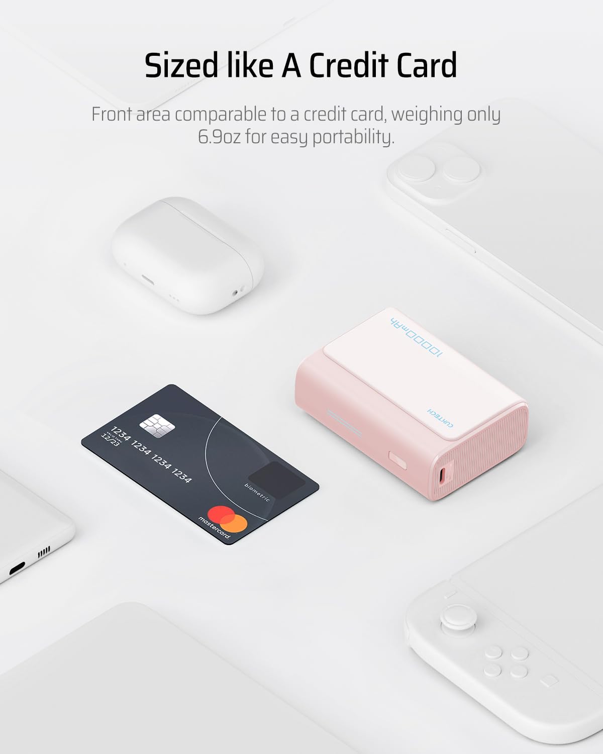 CUKTECH Power Bank 10000 mAh, 30 W, USB C con 2 porte, batteria esterna per iPhone, Samsung, ViVo, Oppo, iPad Air/Pro, Xiaomi, MacBook