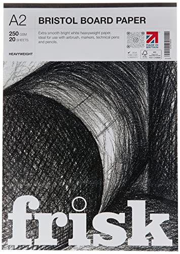 Frisk Bristol Board - Papel de Dibujo (280 g/m², A2, 20 Hojas), Color Blanco Cover