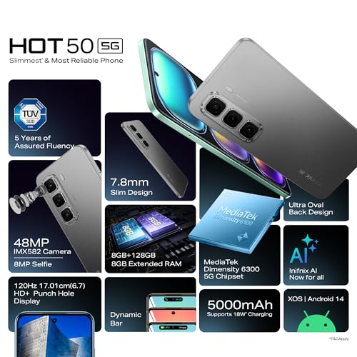 Image of Infinix Hot 50 5G, Sleek Black (4GB, 128GB)