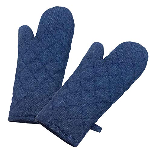 XL Heat Resistant Cotton Kitchen Oven Mitts, Long Sleeve Kitchen Gloves for Oven Cooking,Non Slip Professional Oven Gloves for 500℉,Best Pot Holders with Premium Quilted Thick Recycled Cotton Lining