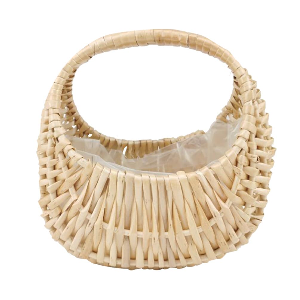 1pc Woven Flower Vase Wicker Woven Flower Basket Handheld Flower Basket Mini Flower Basket