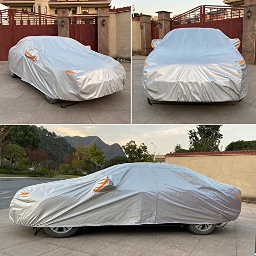 Image of SEAZEN Car Cover Waterproof All WeatheriA'Full car Covers UV Protection /Snowproof /DustproofiA'Universal car Cover 5 Layer Breathable Fabric with CottoniE†201 inch L x 70 inch W x 47 inch H, Sedania€