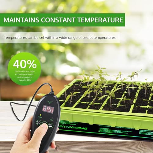 Tappetino termico 30 W per la propagazione dei semi e rettili, tappetino riscaldante impermeabile con 6 timer, ideale per coltura idroponica, 25,4 x 50,8 cm