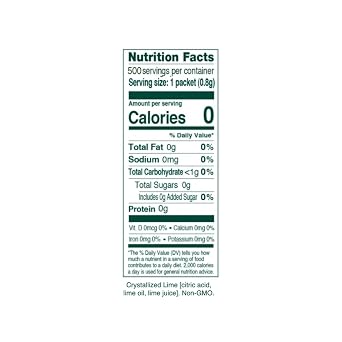TRUE LIME Water Enhancer, Bulk Pack - 0.03 Ounce, 500 Count (Pack of 1)| Zero Calorie Unsweetened Water Flavoring | For Water, Bottled Water & Recipes | Water Flavor Packets Made with Real Limes