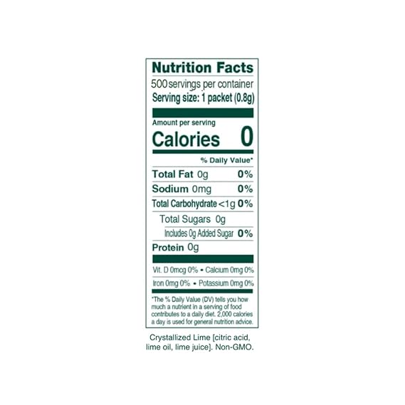 TRUE LIME Water Enhancer, Bulk Pack - 0.03 Ounce, 500 Count (Pack of 1)| Zero Calorie Unsweetened Water Flavoring | For Water, Bottled Water & Recipes | Water Flavor Packets Made with Real Limes