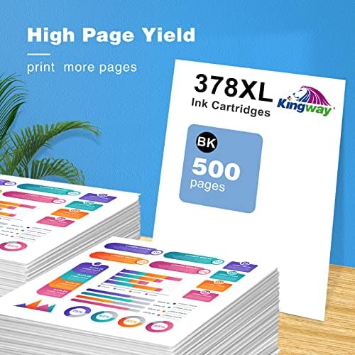 KINGWAY 378XL Ink Cartridges for Epson 378 378XL Ink Black Compatible with Epson Expression Photo XP-8500 XP-8600 XP-8605 XP8500 XP8600 XP8605 Printer - 4 Black