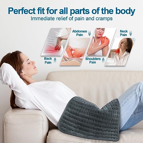Heating-Pad-for-Back-Pain-Relief-Electric-Heating-Pads-for-CrampsAbdomenWaistShoulder-with-6-Heat-Settings-and-Auto-Off-MoistDry-Heat-pad-Christmas-Gifts-for-Women-Men-Mom-Dad-16-x-24Gray Heating Pad for Back Pain Relief Electric Heating Pads for CrampsAbdomenWaistShoulder with 6 Heat Settings and Auto Off MoistDry Heat pad Christmas Gifts for Women Men Mom Dad 16 x 24Gray