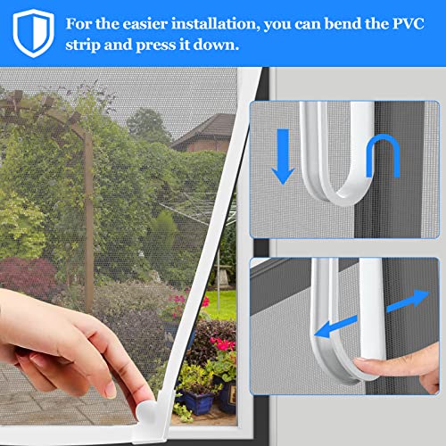 Magnetischer Insektenschutz für Fenster, Verstellbarer DIY-Fliegenschutz für Fenster, einfache Installation, hält Käfer, Fliegen und Moskitos fern, weißer Rahmen, graues Netz (150x180cm)