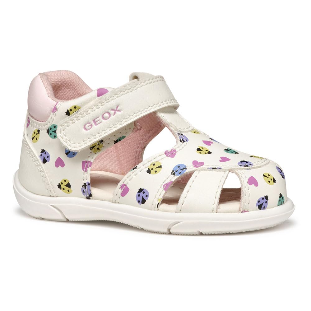 Geox Baby B Sandal ZAPITO Girl, White/Multicolor, 7 UK Child