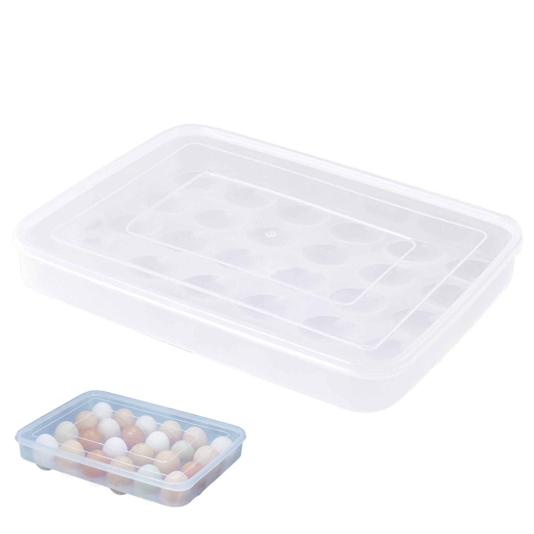 Faroby Egg Storage Box, Stackable Egg Holder with Lid for Refrigerator - Plastic Container for Organizing Eggs in Fridge, Storage Container