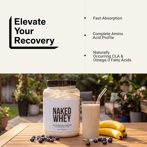Image of NAKED Whey 2LB 100% Grass Fed Whey Protein Powder - Only 1 Ingredient, Unflavored Whey Protein, NSF Certified, Undenatured, Gluten Free, Soy Free, No GMOs, No Preservatives