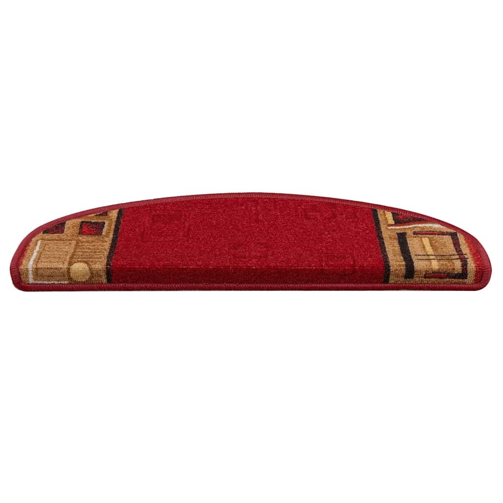 Stufenmatten Selbstklebend 5 Stück 65x21x4 cm Rot Treppenstufen Matten, Teppich Innen für Treppen, rutschfest Stufenmatten Treppenteppich