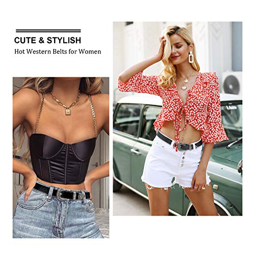 Image of Women's Genuine Leather Vintage Belts for Jeans Pants Dress with Fashion Buckle