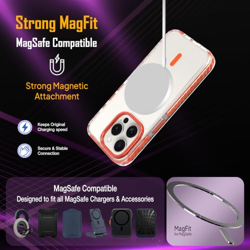 Image of Zapcase Crystal Clear Back case for iPhone 15 Pro | PC Back | TPU Bumper with Inner Rubber Grip | Metal Camera Guard Bezel | Metal Buttons | Scratch Resistant Cover | 2 Layer Edge Protection | Orange