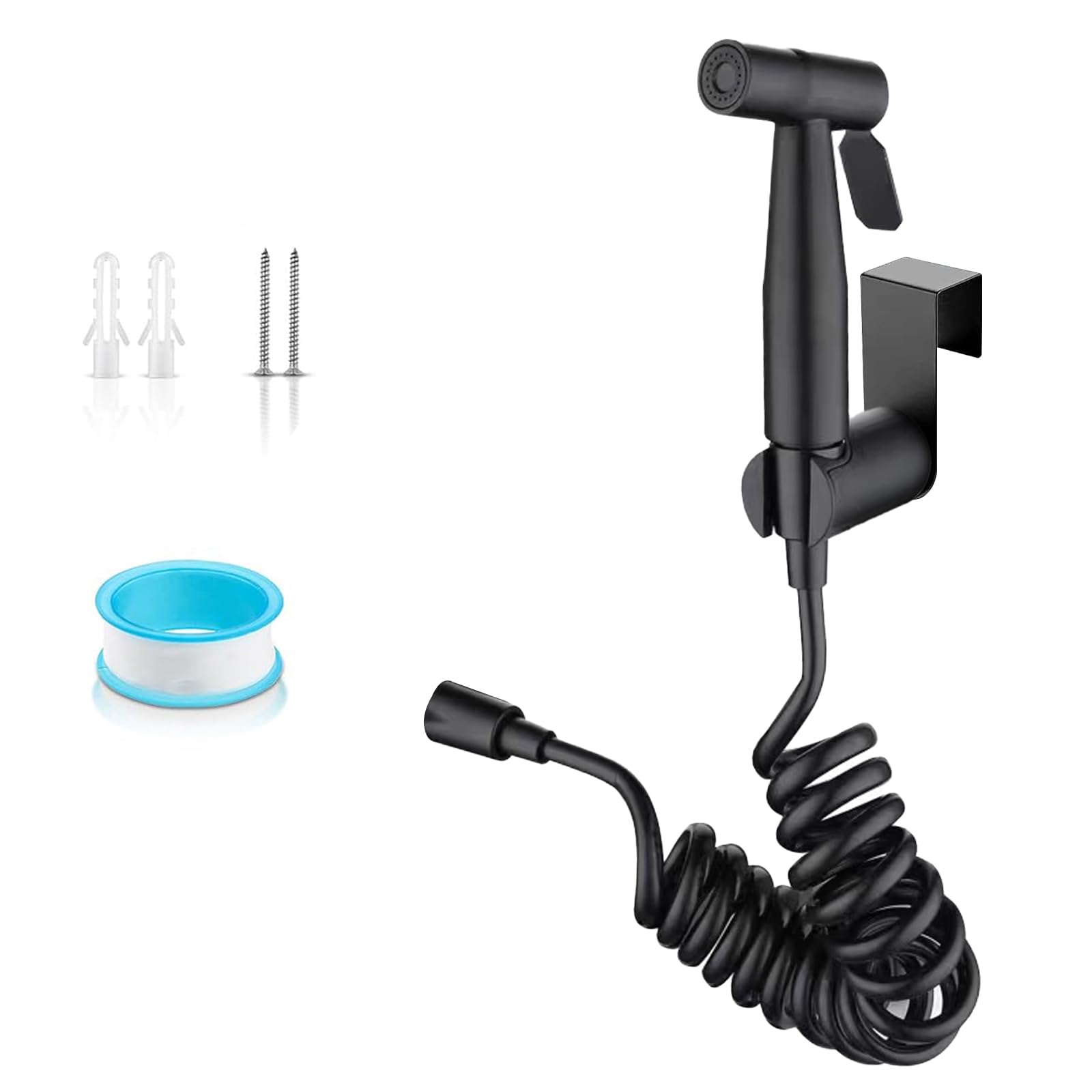 Cabezal de Ducha o Bidet Pulverizador, Ducha WC, Grifo de Bidet con Manguera 2m, Kit de Rociador de Mano para Inodoro Kit de Rociador de Bidet de Acero Inoxidable, para Higiene Diaria (Negro)