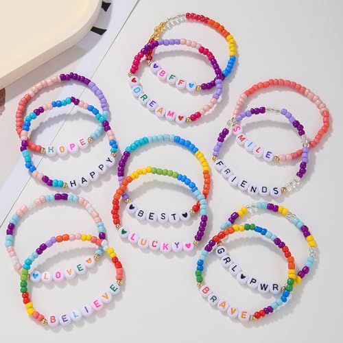 Heishi Surfer Clay Bead Bracelets Set for Women - Preppy Smile Evil Eye Beaded Stretch Bracelets Elastic Layering Friendship Bracelets- Stackable Boho Disc Summer Jewelry Set4