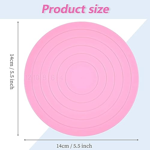 Miniatura 2 de Rovepic Paquete de 2 tocadiscos giratorios de silicona rosa de 5.5 pulgadas para decoración de galletas