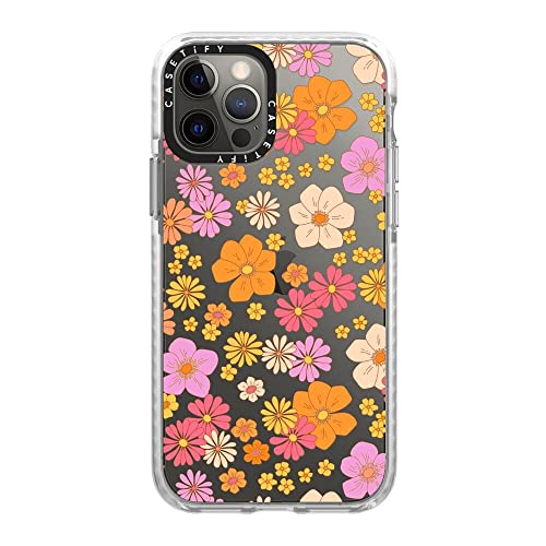 Casetify Impact Case For Iphone 12/12 Pro - Retro Boho Hippie Flowers (60S / 70S Floral Pattern On Clear Background) - Clear Frost #TOP24