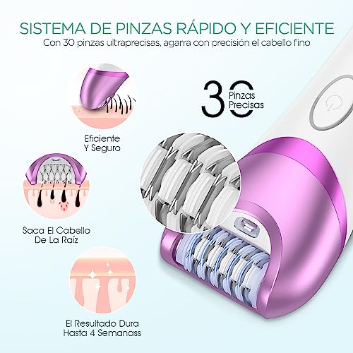 VOYOR-Depiladora-Electrica-Mujer-Maquina-Depilar-Mujer-3-en-1-Depiladora-Recargable-e-Inalambrica-para-Pierna-Brazo-con-30-Pinzas-Depiladora-Eletrica-para-Mulher-BM300-Morado