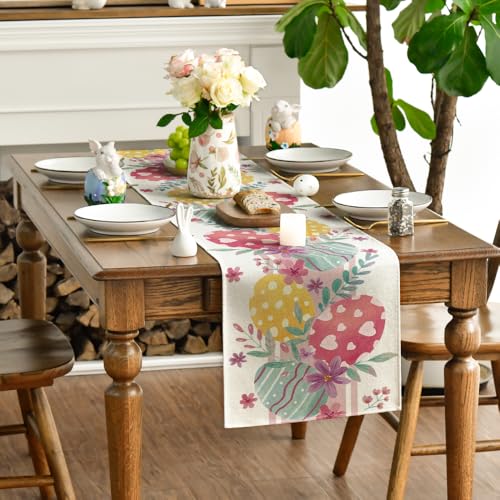 Artoid-Mode-Eggs-Eucalyptus-Easter-Table-Runner-Seasonal-Heart-Flowers-Spring-Kitchen-Dining-Table-Decoration-for-Home-Party-Decor-13×72-Inch Artoid Mode Eggs Eucalyptus Easter Table Runner Seasonal Heart Flowers Spring Kitchen Dining Table Decoration for Home Party Decor 13×72 Inch