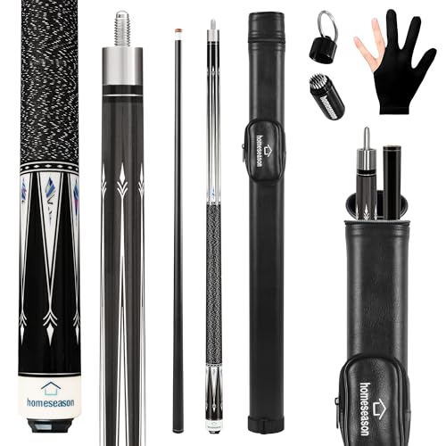 HomeSeason Pool Cue Stick 58' Billiard Cue Sticks Nylon Thread Grip Professional Low Deflection Pool...