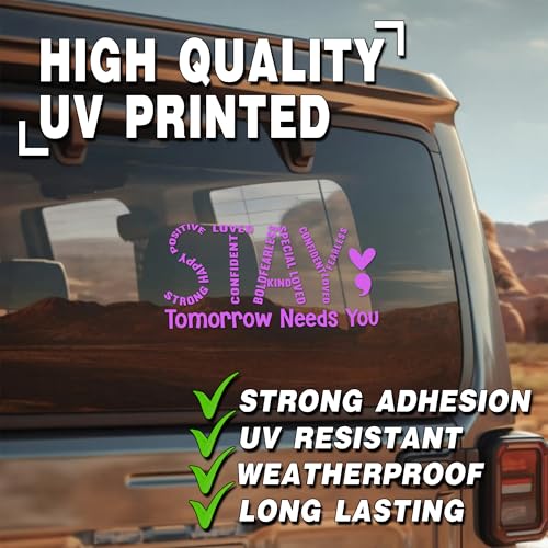 Image of Stay Tomorrow Needs You Car Decal Heart, Positive Sticker for Car Window Bumper Truck Introverted, Autistic Decals Vinyl Waterproof 6 Inches Car Accessories Stickers Gift for Mom Dad Friend
