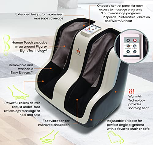 Human Touch Reflex5S Foot & Calf Massager For Stress & Plantar Fasciitis Relief+Relaxation +Kneading & Compression For Circulation Support -1 Year Warranty - Adjustable Fit For Women & Men Size 12 #TOP2