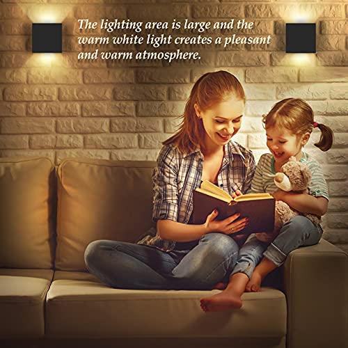 2PCS Applique Murale Intérieur, ShuBel Appliques LED d'intérieur, 10W Applique Murale décorative 3000K blanc chaud, Applique murale moderne pour chambre à coucher, salon, hôtel, escalier, allée(noir) - Image 6