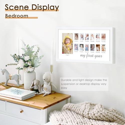 Image of DUENPY 8x16 First Year Baby Photo Frame 12 Month White | Sweet Keepsake Frame, Ideal Newborn Gift, Perfect for Recording Baby Growth Milestones for Home Decoration