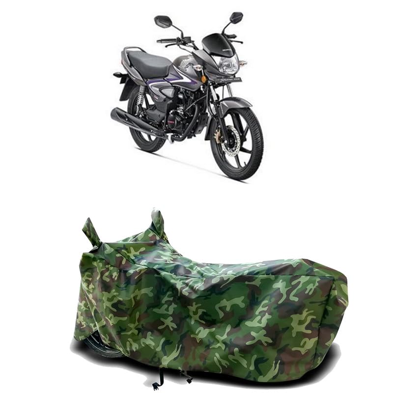 Image of DUFFEL-100% Heat Protection Two Wheeler Bike /Scooty Body Cover for Honda CB Shine Water Resistance /UV-Rays /Birds Dropping /Scratchproof /Dust Proof /Waterproof[Green Jungle Print]