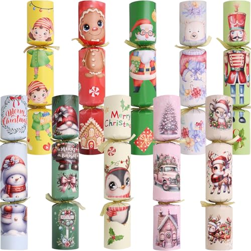 Ceiba Tree CHRISTMASPARTYTABLEFAVORNOSNAPA 10 Pack Christmas Crackers Poppers Party Favors Non-Snap No Popping Table Supplies Games thumb #1