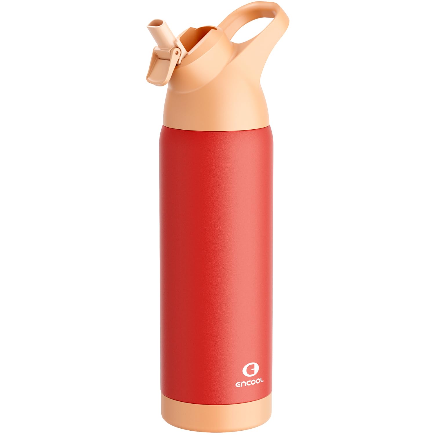 ENCOOL 24 Oz Insulated Stainless Steel Water Bottle - Keeps Drinks Cold 36 Hours, Leak Proof Lid With Straw, Carry Loop