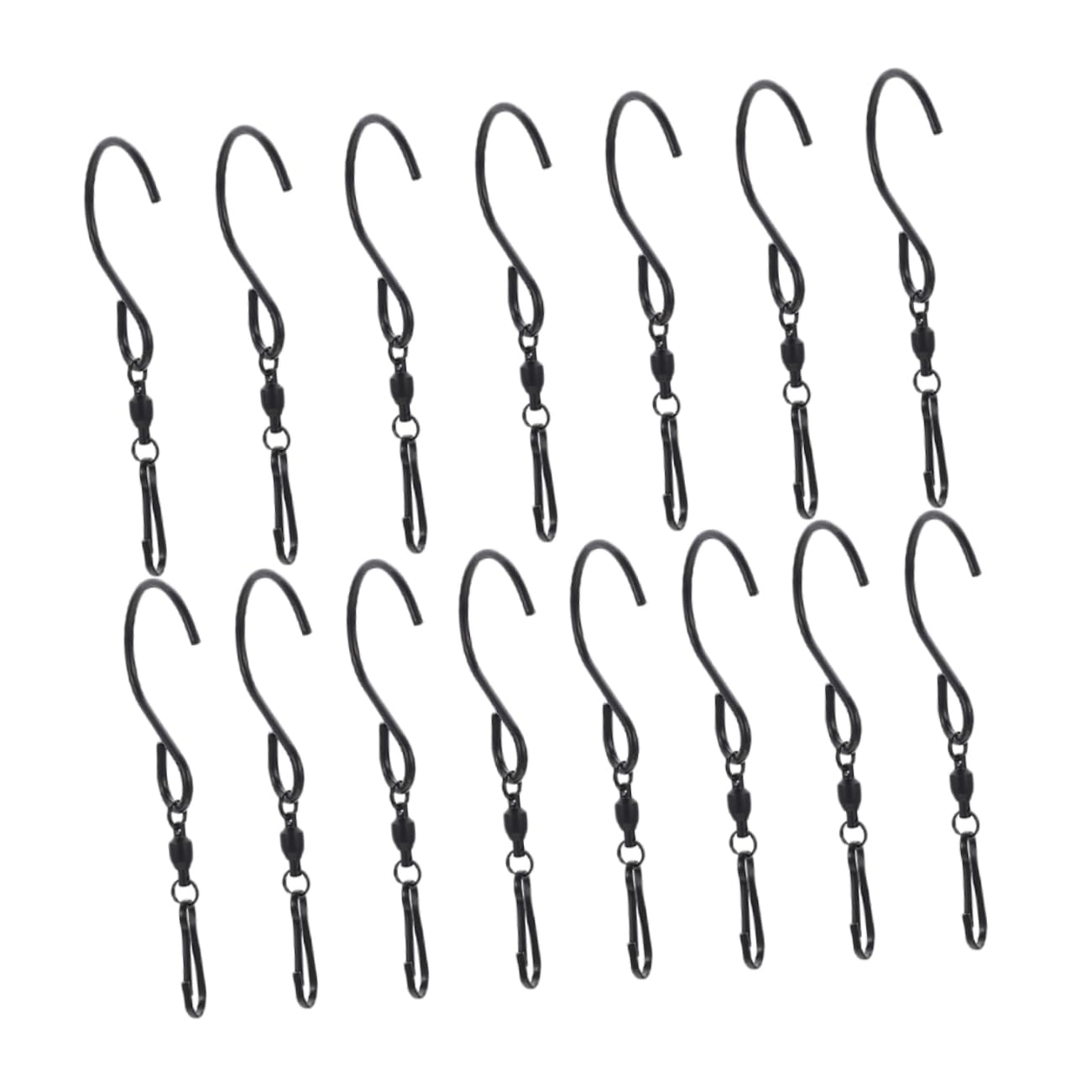 Abaodam 15pcs Swivel Hooks Clips Heavy Duty Rotating Hangers for Wind Spinners Chimes Feeders Self Rotating Design Durable Outdoor Accessories Black