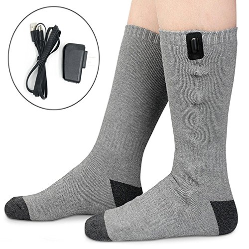 Buy Generic Gray Electric Heated Socks 5V USB Charge Soft Cotton