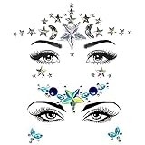 Stars Moon Face Gems Jewels Stick on Face Makeup Eyes Gems Crystal Rhinestones Sticker Gift for...