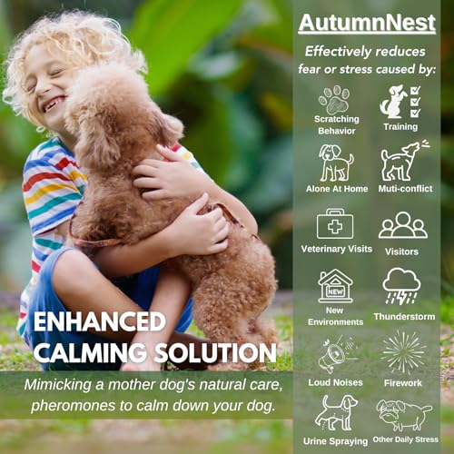Image of Dog Calming Pheromone Diffuser Kit with Timer - 2 Plug-Ins + 4 Refills - Smart 4-Level Timing Calming Aid - Stress Relief for Dogs - Help with Anxiety, Barking, Fighting, Thunder, Travel, Vet Visits