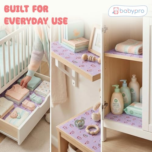 Image of BabyPro Non-Slip EVA Shelf Liner Roll, Anti Slip Mat for Kitchen, Drawer & Cabinet, Food Grade, BPA Free, Washable, Anti Microbial, Water Resistant, 45 cm x 5 m, Pink, Pandro Love