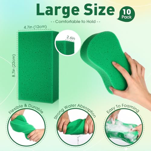 Image of Tioncy 10 Pcs Large Sponge Bulk - Multipurpose Cleaning Sponge for Car Wash, Tile Grout, Boat Bail, Household Cleaning - 8.7 x 4.7 x 2.6 Inch
