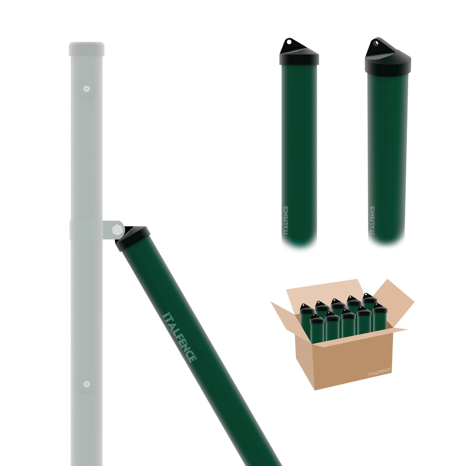 Zaunstreben für Maschendraht Drahtzaun, grün pulverbeschichtet (verschiedene Höhen) [H 200cm, Ø38mm, 10 Stück]