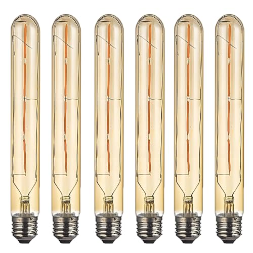 Paquet de 6, vis de base E27 rétro ampoule à filament LED Edison, ampoule à LED Tw long tube en verre fumé T30 4W40W, lampe à incandescence nostalgique...