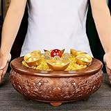 KIBONCY Kupferne Doppeldrachen-Perlenschale – Handgeschnitztes Feng-Shui-Glücksornament im neuen chinesischen Stil for Wohnzimmer und Büro(B)